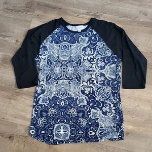 LuLaRoe Black And Blue Shirt, Size L